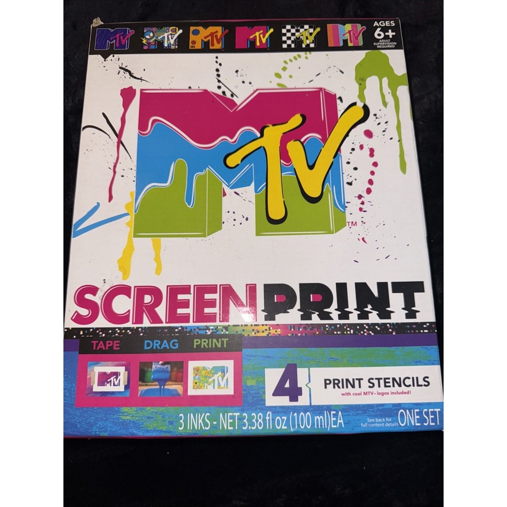MTV‎ Screen Printing DIY Kit 4 Print MTV Logo Stencils Included